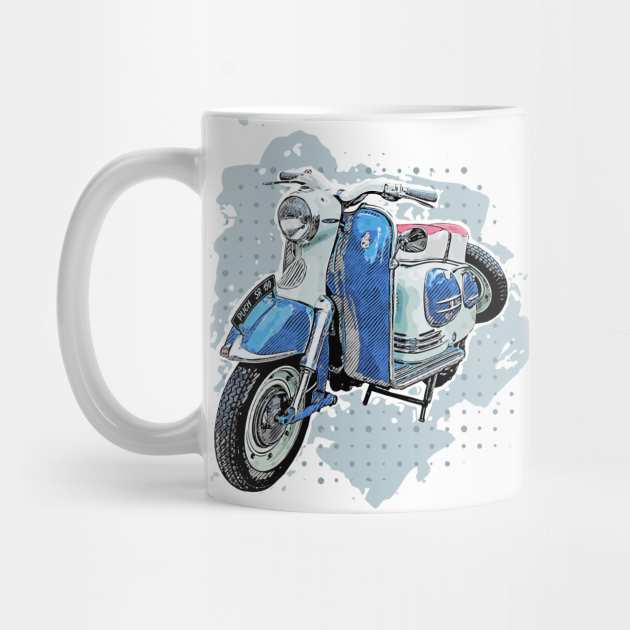 Motorcycle in blue by Montanescu